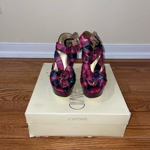 Joan & David Platform Sandal Heels - Purple / Violet Floral